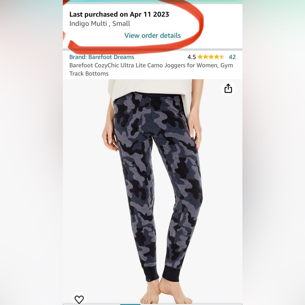 Barefoot Dreams CozyChic Ultra Lite Camo Joggers for Women, Gym Track Bottoms